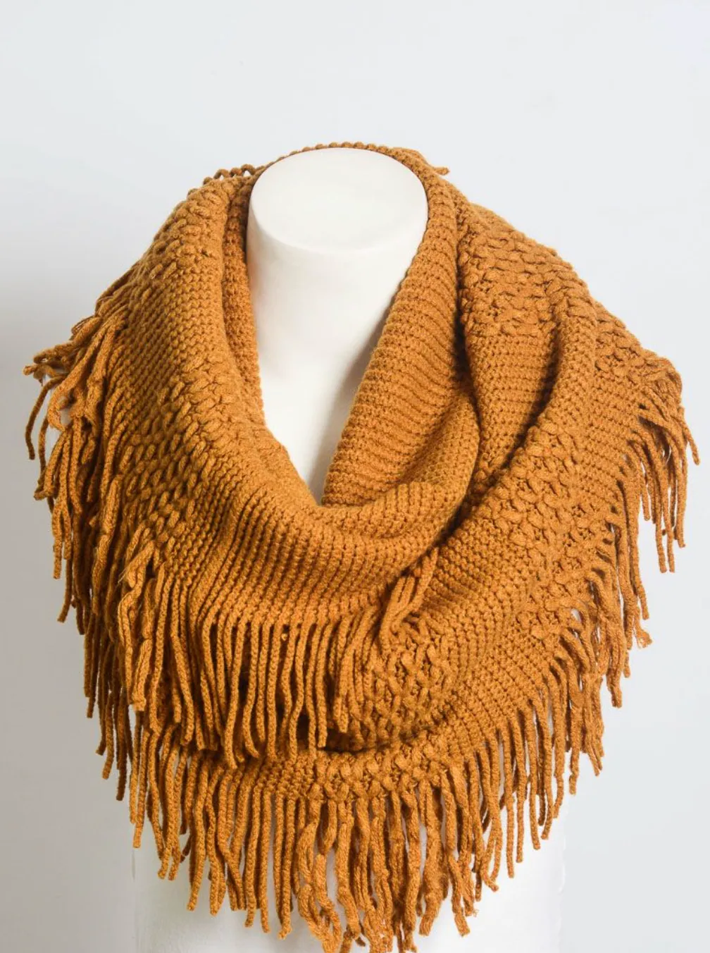 Sweet Dreams Fringe Infinity Scarf - Mustard