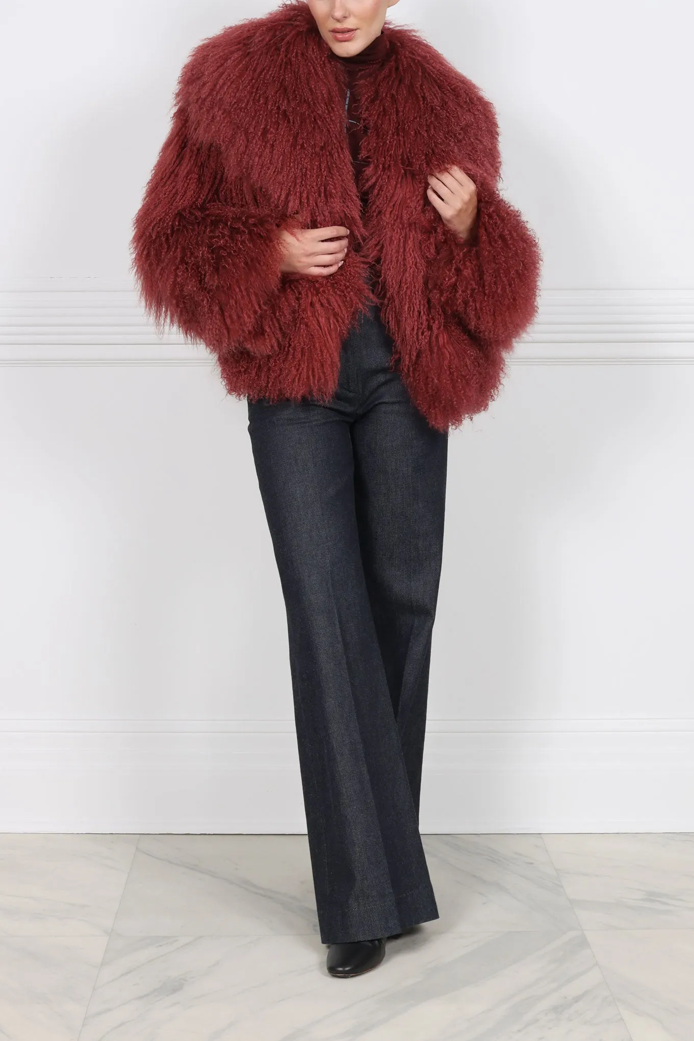 The Brynn Shearling Jacket in Red