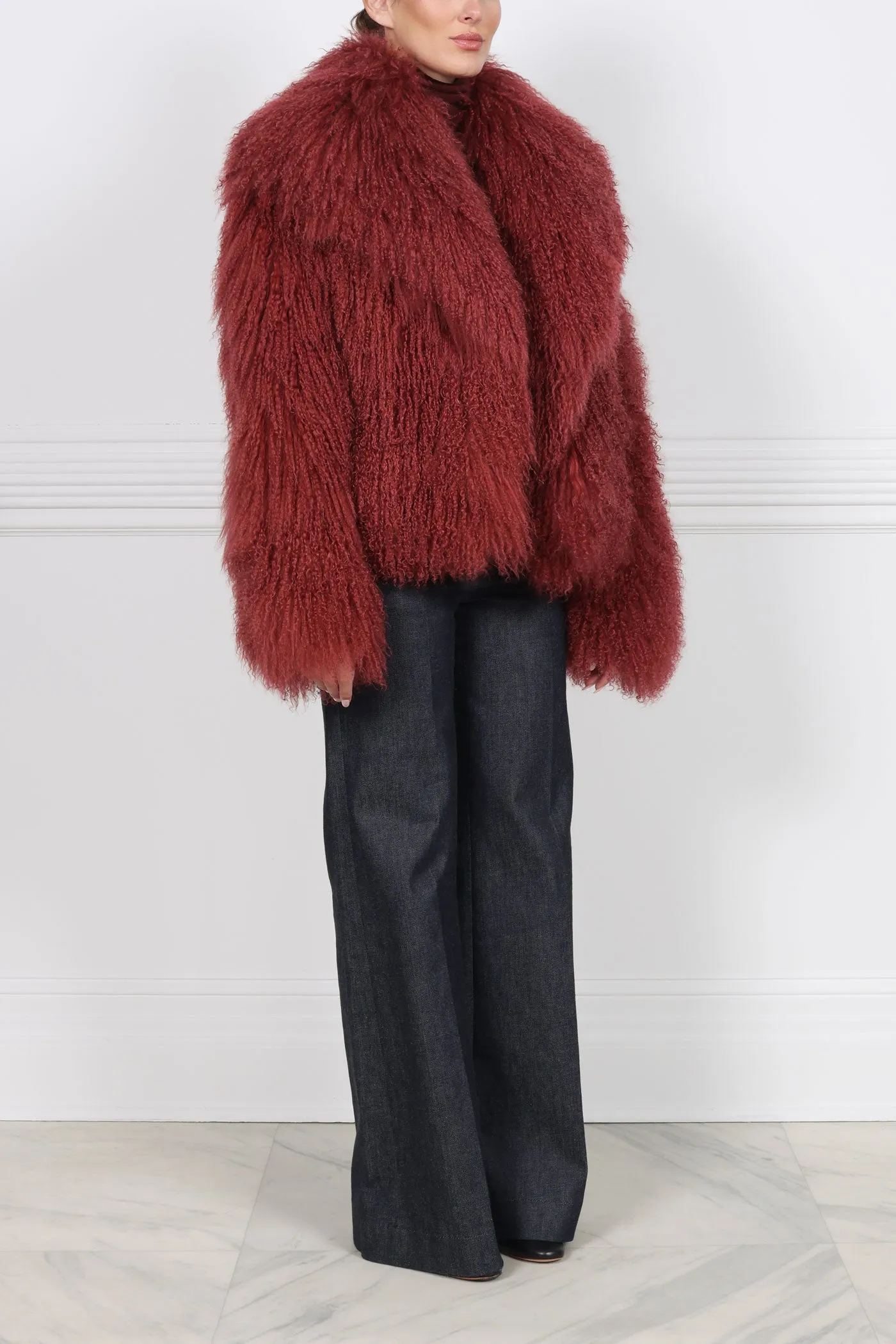 The Brynn Shearling Jacket in Red