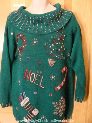 Ugly Green 80s Bling Christmas Sweater