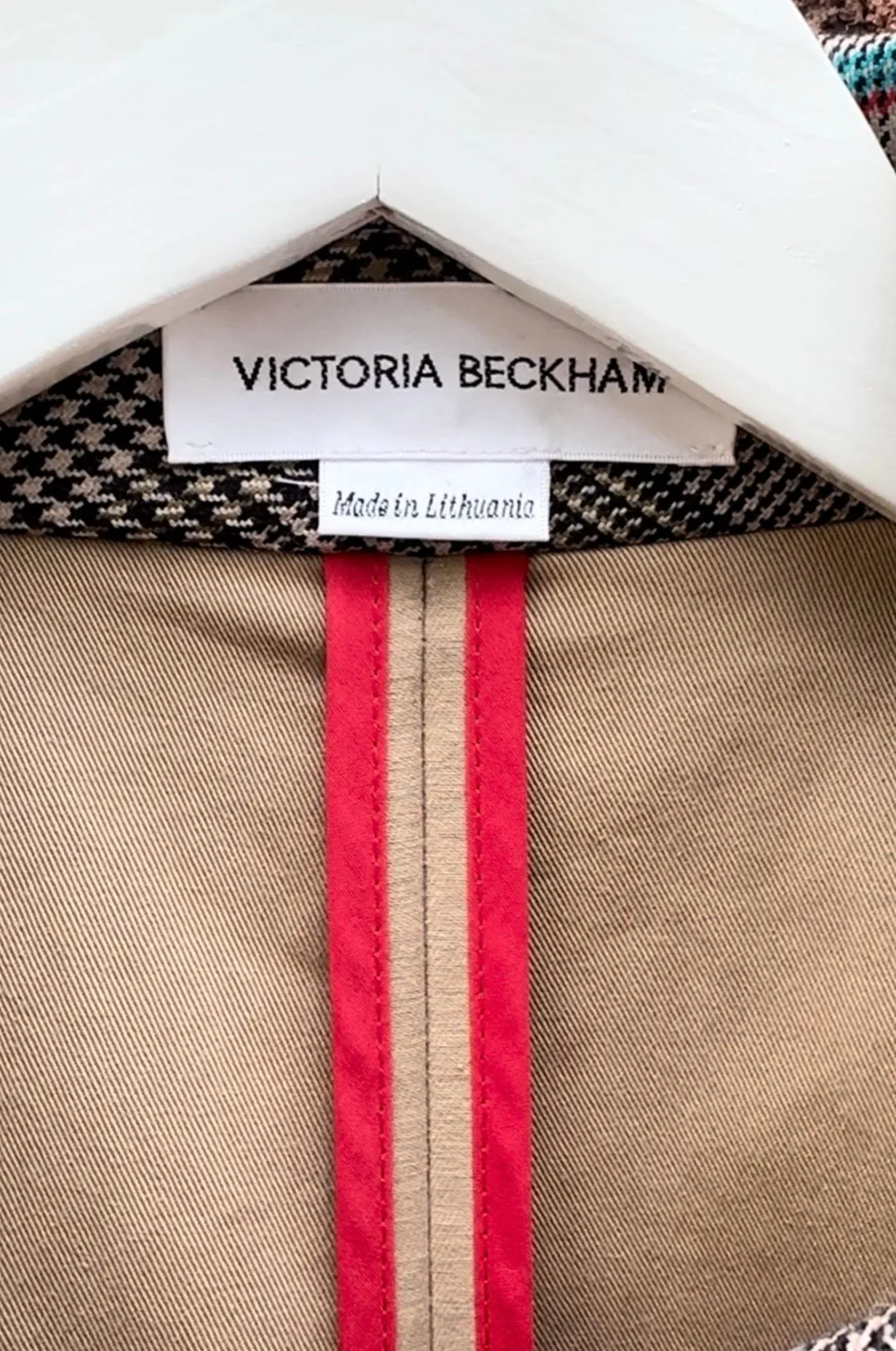 VICTORIA BECKHAM Houndstooth Checked Reversible Wool Coat