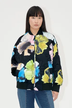 Voluminous Bomber Jacket - Watercolor Bloom