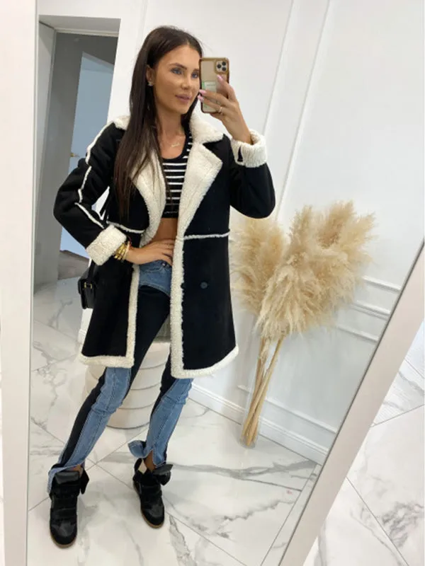 Winter Chunky Sherpa Coat | Double Breasted Faux Lamb Fur Jacket