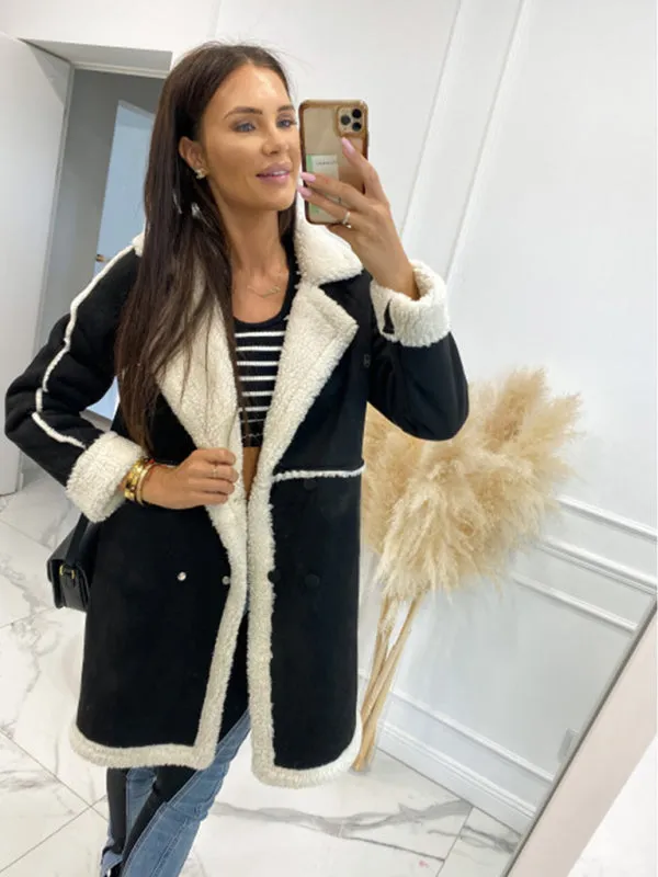 Winter Chunky Sherpa Coat | Double Breasted Faux Lamb Fur Jacket