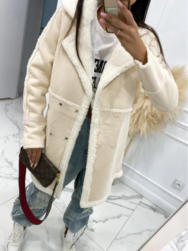 Winter Chunky Sherpa Coat | Double Breasted Faux Lamb Fur Jacket