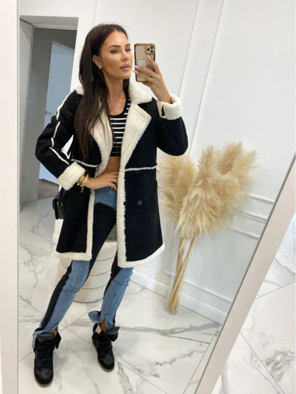 Winter Chunky Sherpa Coat | Double Breasted Faux Lamb Fur Jacket