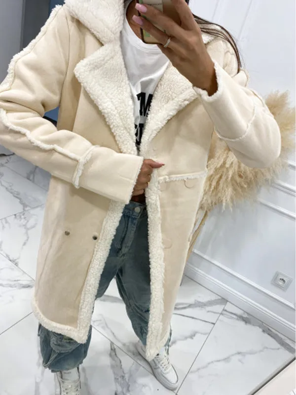 Winter Chunky Sherpa Coat | Double Breasted Faux Lamb Fur Jacket