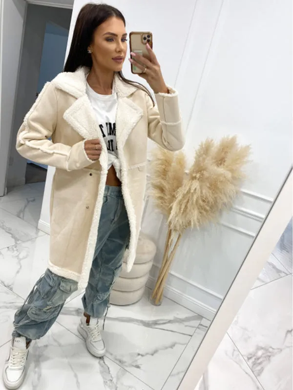 Winter Chunky Sherpa Coat | Double Breasted Faux Lamb Fur Jacket