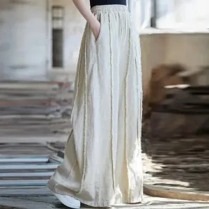 Women's Linen Pants Culottes with Retro Wide Leg Style