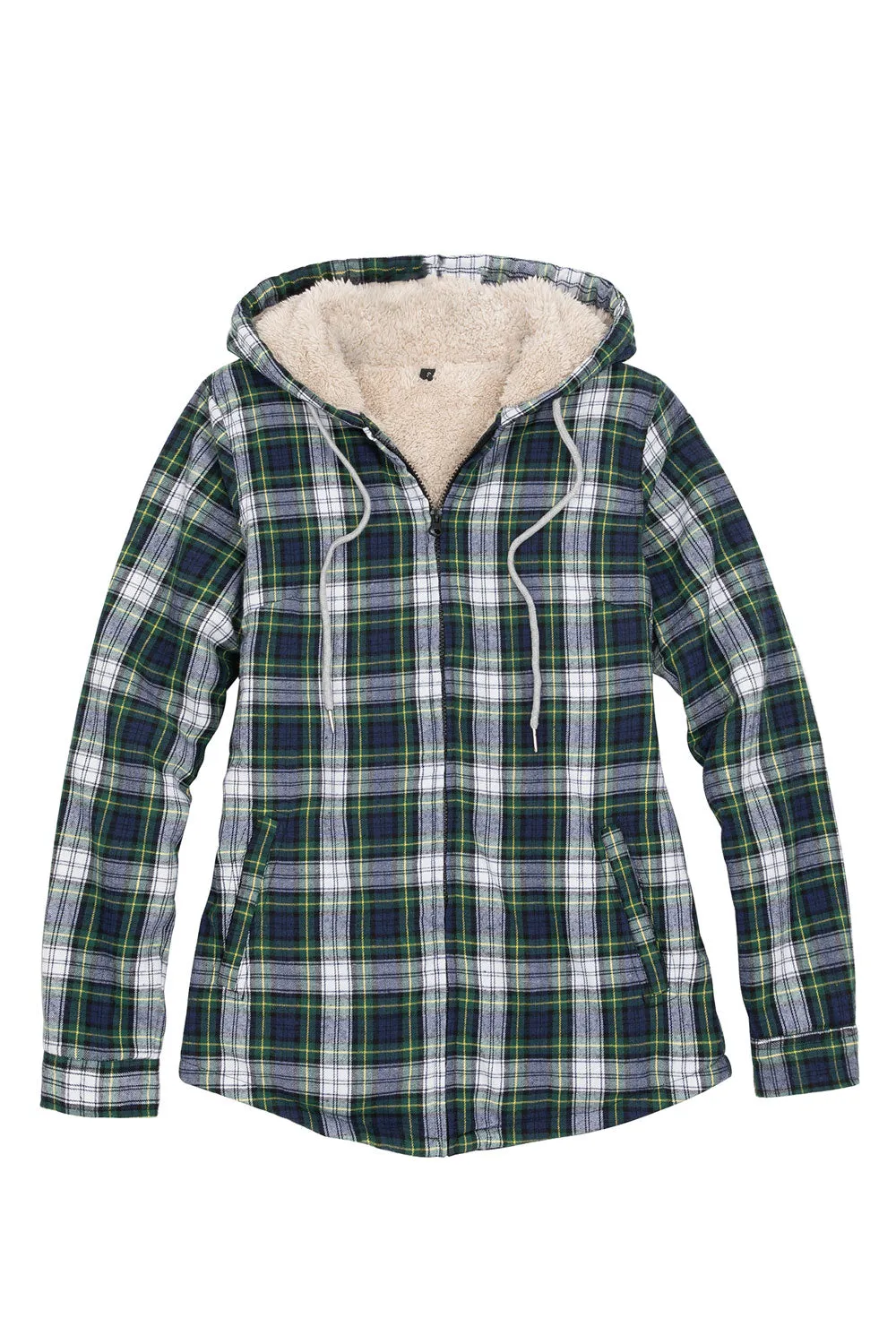 Women's Matching Family Zip Up Green Plaid Flannel Hoodie