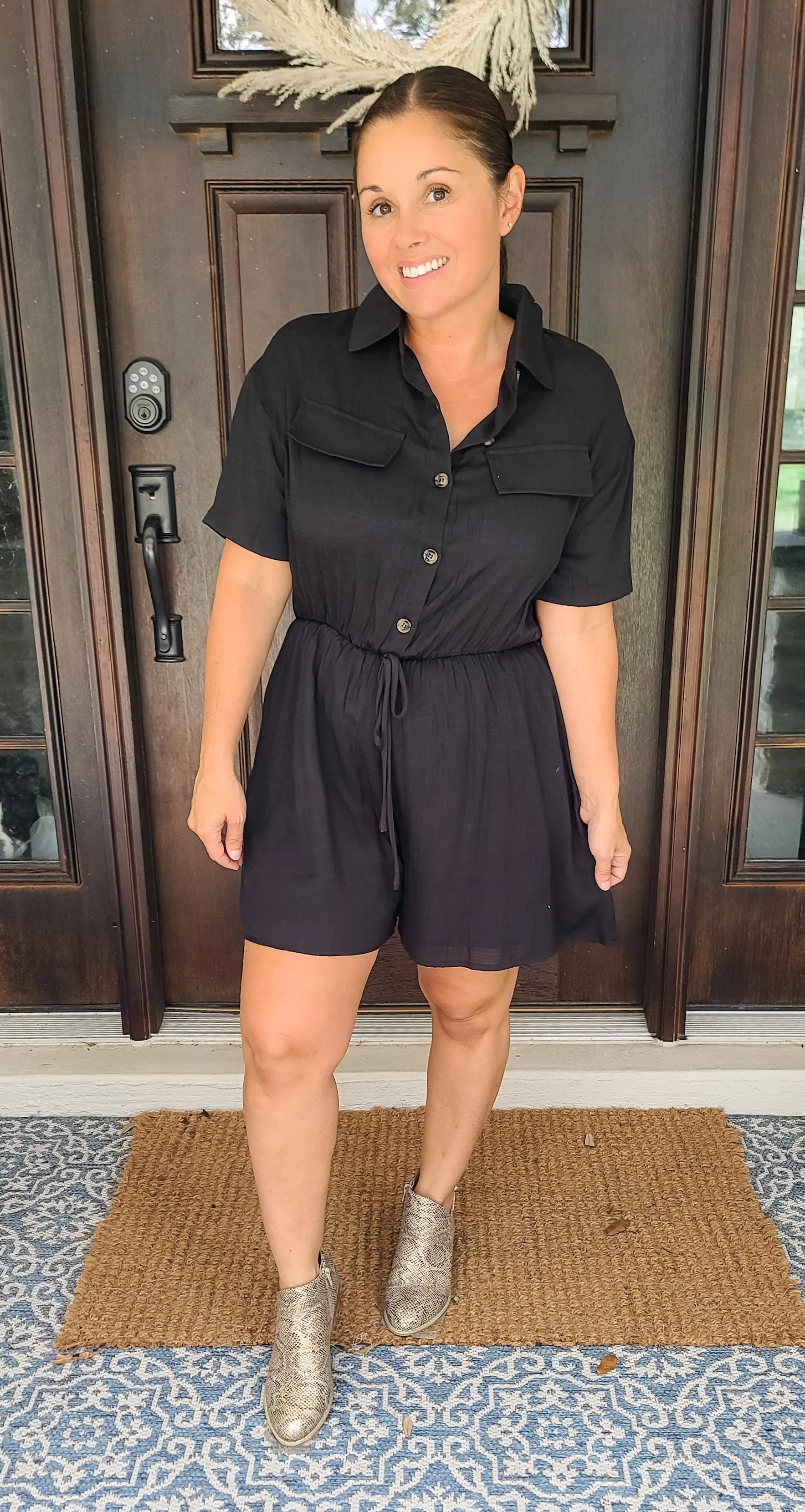 Working Girls Romper - Black