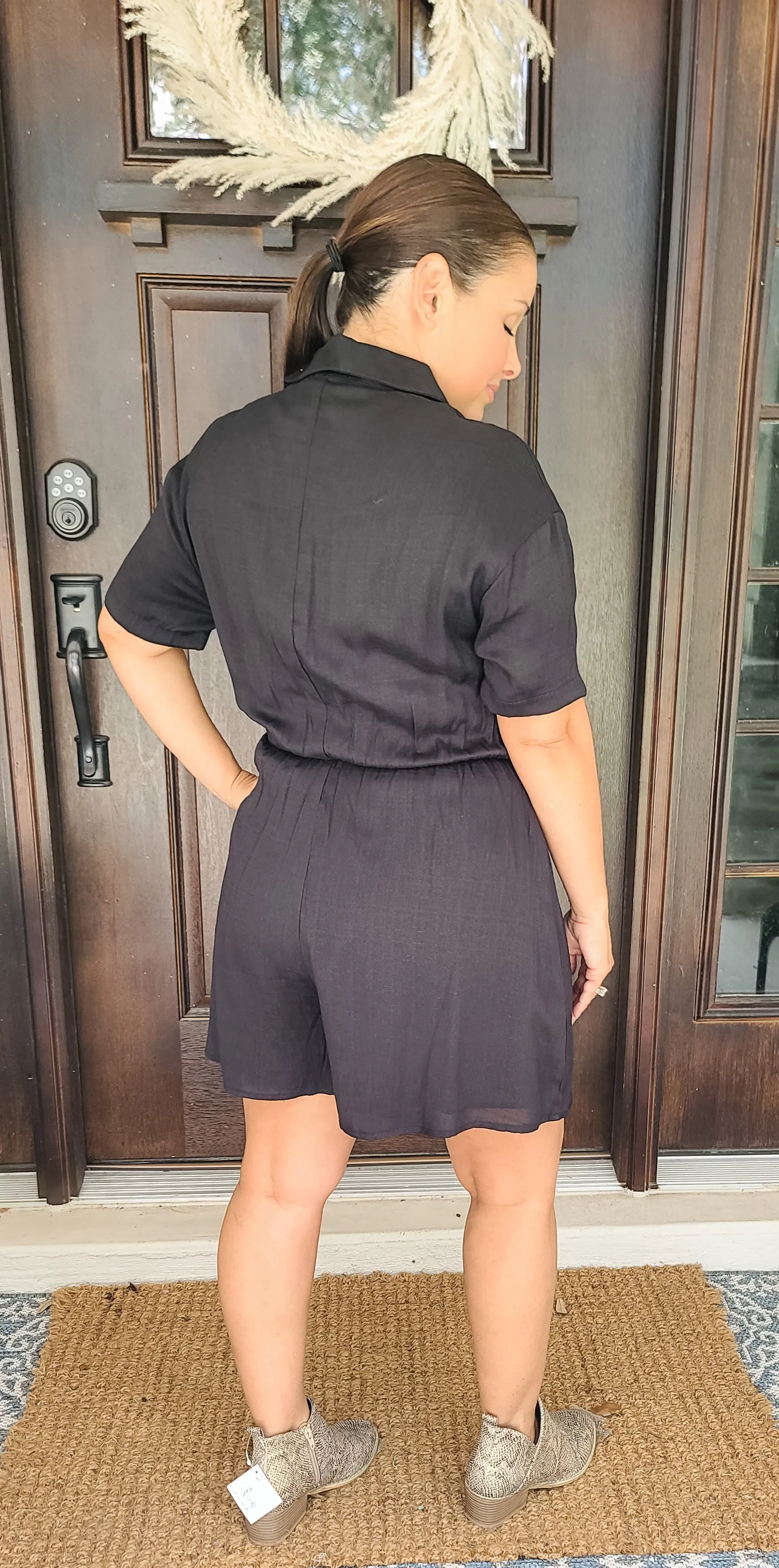 Working Girls Romper - Black